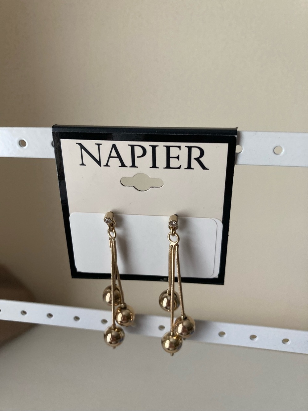 Napier Gold Dangle Ball Drop Earrings
